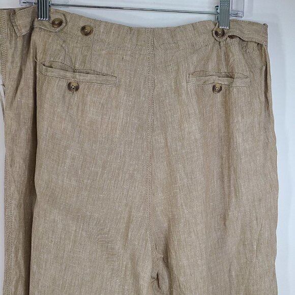 Vintage DKNY Linen Lagenlook Tan Beige Flowy Ankle Crop Pants - Picture 4 of 9